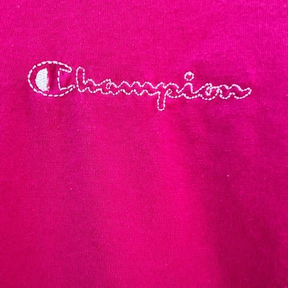 Champion Authentic Athletic Hot Pink Large‎ Cotton Crop Short Sleeve Tee Shirt - Picture 7 of 12